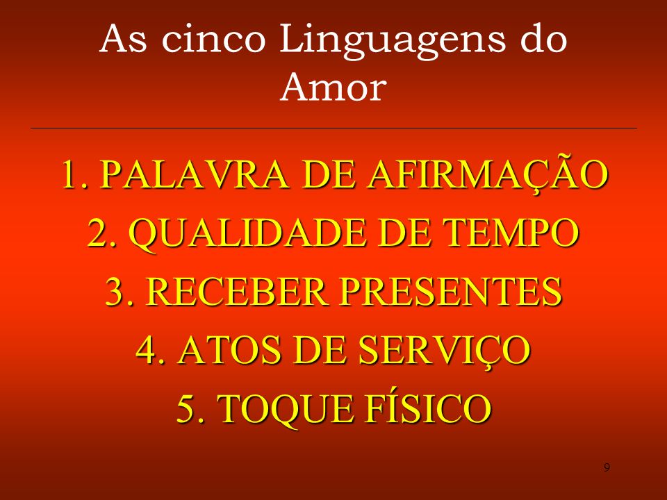 As cinco Linguagens do Amor