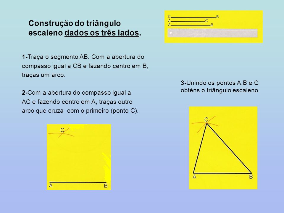 Construção do triângulo escaleno dados os três lados.