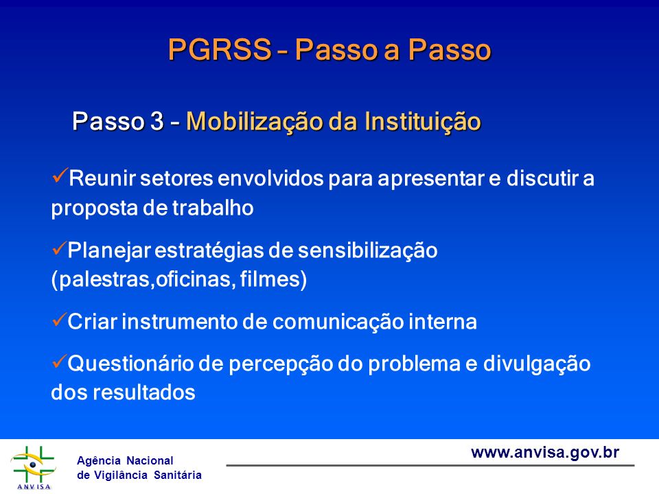 PGRSS – Passo a Passo Passo 3 – Mobilização da Instituição