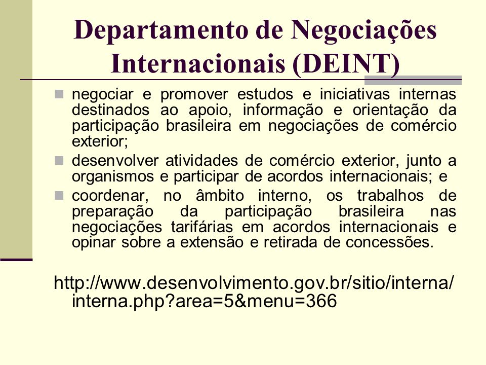 Departamento de Negociações Internacionais (DEINT)