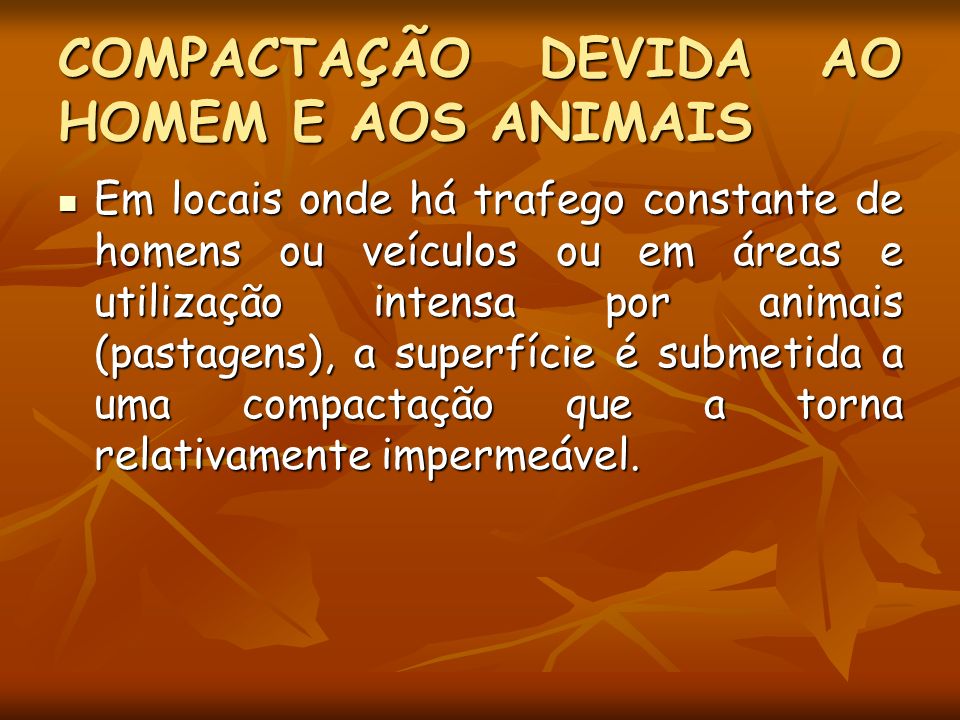 COMPACTAÇÃO DEVIDA AO HOMEM E AOS ANIMAIS