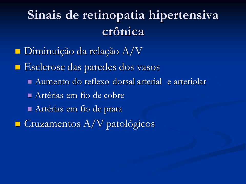 Sinais de retinopatia hipertensiva crônica