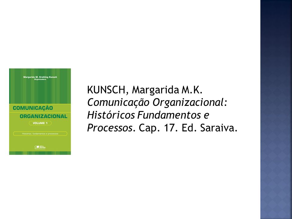 KUNSCH, Margarida M.K. Comunicação Organizacional: Históricos Fundamentos e Processos.