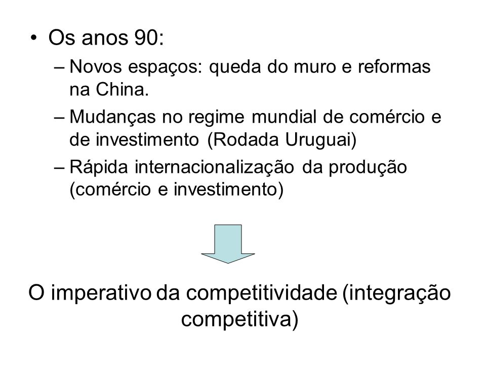 O imperativo da competitividade (integração competitiva)