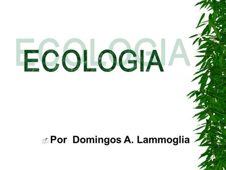 ECOLOGIA Por Domingos A. Lammoglia.