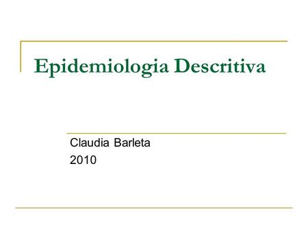 Epidemiologia Descritiva