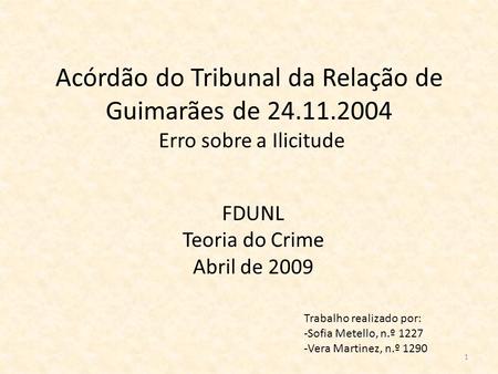 Acórdão do Tribunal da Relação de Guimarães de