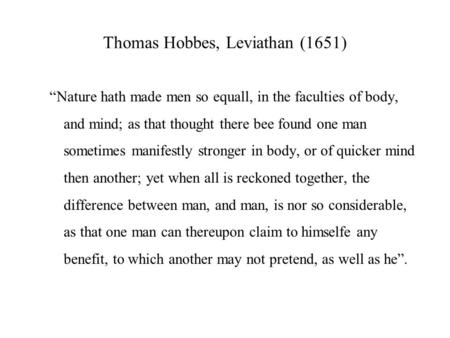 Thomas Hobbes, Leviathan (1651)