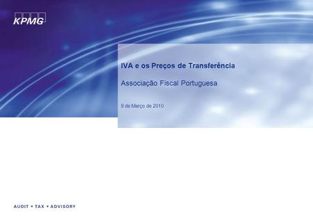 IVA e os Preços de Transferência Associação Fiscal Portuguesa