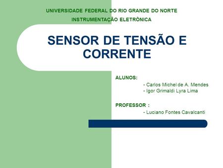 SENSOR DE TENSÃO E CORRENTE