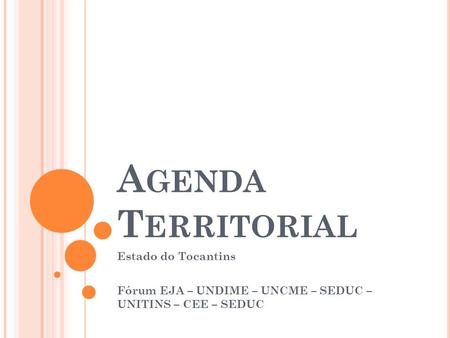 Agenda Territorial Estado do Tocantins