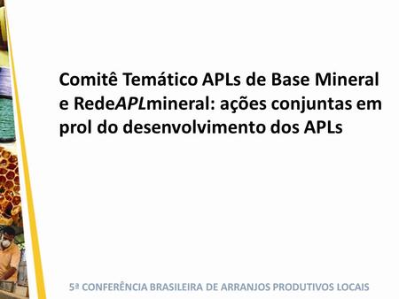 Comitê Temático APLs de Base Mineral e RedeAPLmineral: ações conjuntas em prol do desenvolvimento dos APLs.