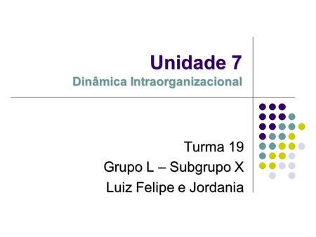 Unidade 7 Dinâmica Intraorganizacional