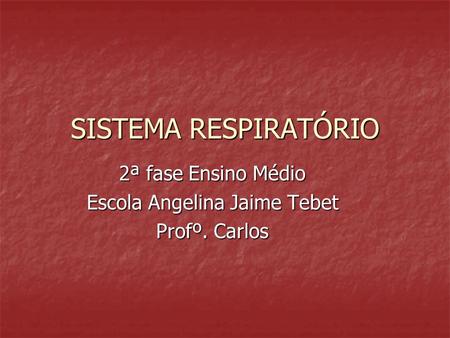 2ª fase Ensino Médio Escola Angelina Jaime Tebet Profº. Carlos