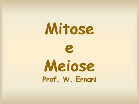 Mitose e Meiose Prof. W. Ernani