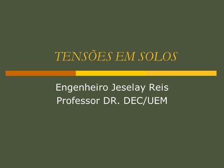Engenheiro Jeselay Reis Professor DR. DEC/UEM