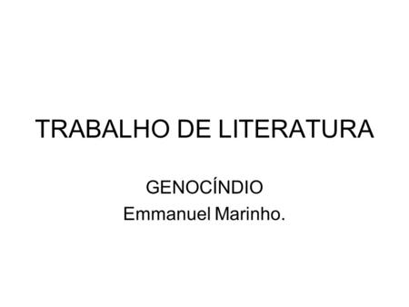 TRABALHO DE LITERATURA