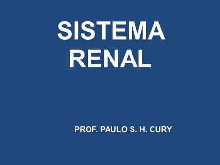 SISTEMA RENAL PROF. PAULO S. H. CURY.