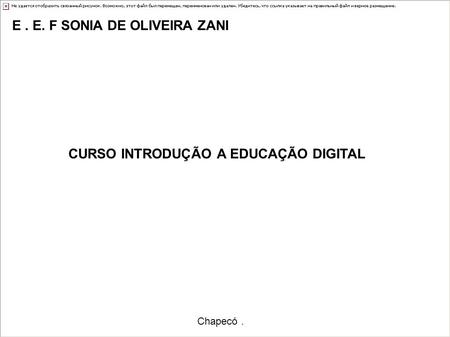 E. E. F SONIA DE OLIVEIRA ZANI CURSO INTRODUÇÃO A EDUCAÇÃO DIGITAL Chapecó.