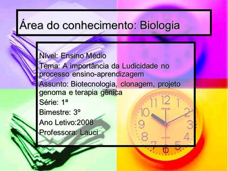 Área do conhecimento: Biologia