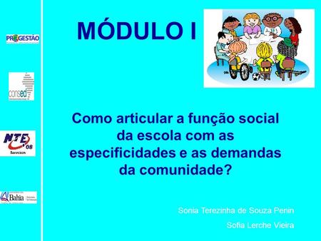 MÓDULO I Como articular a função social da escola com as especificidades e as demandas da comunidade? Sonia Terezinha de Souza Penin Sofia Lerche Vieira.