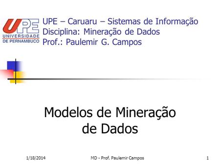 Modelos de Mineração de Dados