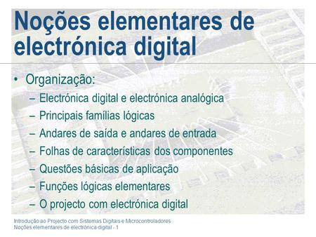 Noções elementares de electrónica digital