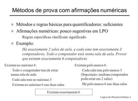 Métodos de prova com afirmações numéricas