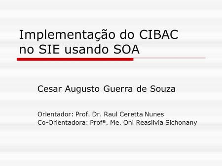 Implementação do CIBAC no SIE usando SOA
