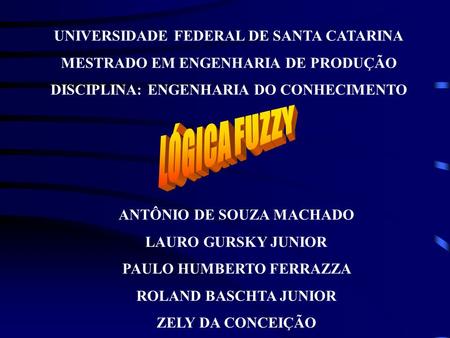 LÓGICA FUZZY UNIVERSIDADE FEDERAL DE SANTA CATARINA