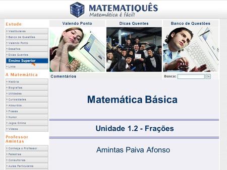 Matemática Básica Unidade Frações Amintas Paiva Afonso