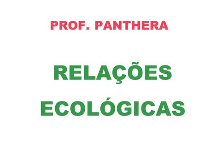 PROF. PANTHERA RELAÇÕES ECOLÓGICAS.