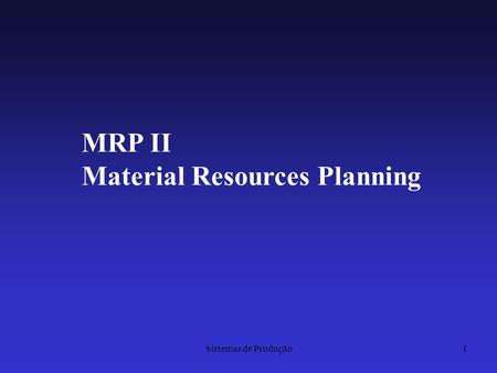 Material Resources Planning