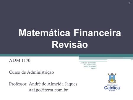 Matemática Financeira Revisão