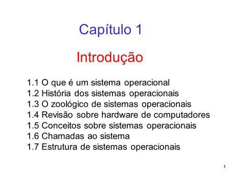 Capítulo 1 Introdução 1.1 O que é um sistema operacional