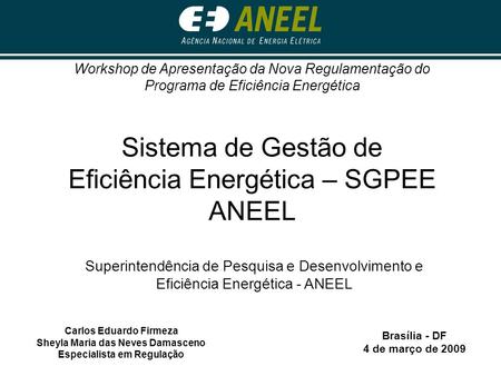 Sistema de Gestão de Eficiência Energética – SGPEE ANEEL