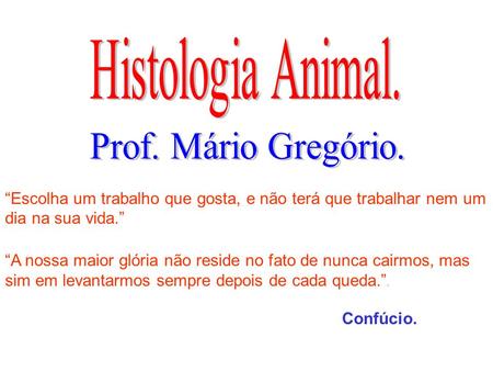 Histologia Animal. Prof. Mário Gregório.