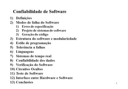 Confiabilidade de Software