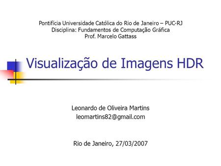 Visualização de Imagens HDR