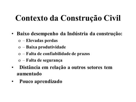 Contexto da Construção Civil