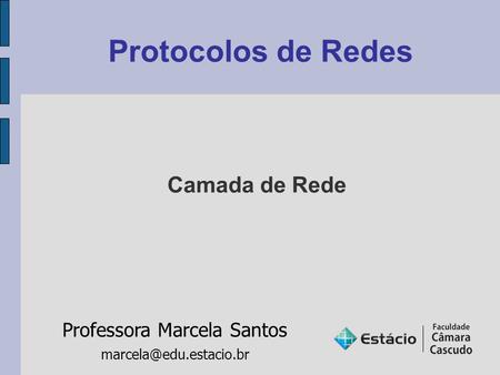 Protocolos de Redes Professora Marcela Santos Camada de Rede.
