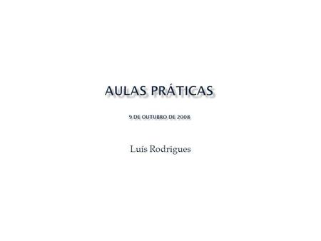 Aulas práticas 9 de Outubro de 2008 Luís Rodrigues.