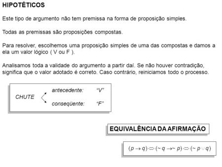 EQUIVALÊNCIA DA AFIRMAÇÃO