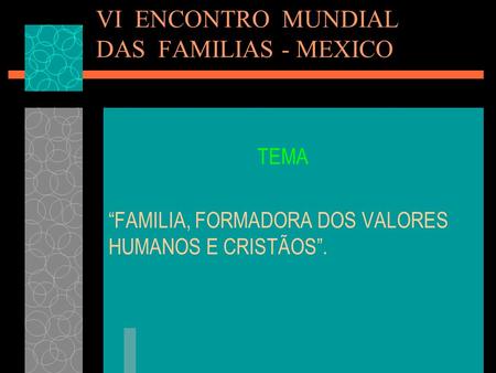 VI ENCONTRO MUNDIAL DAS FAMILIAS - MEXICO