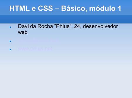 HTML e CSS – Básico, módulo 1