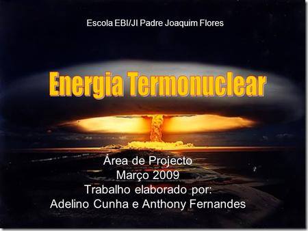Energia Termonuclear Área de Projecto Março 2009