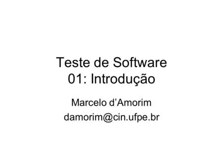 Teste de Software 01: Introdução
