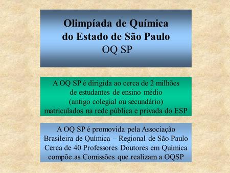 Olimpíada de Química do Estado de São Paulo OQ SP