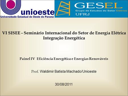 VI SISEE - Seminário Internacional do Setor de Energia Elétrica