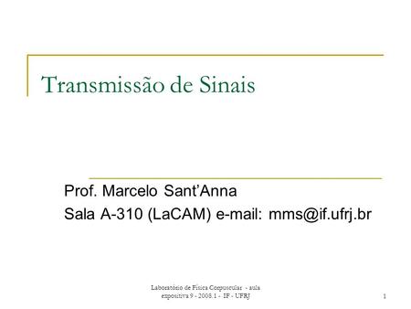 Prof. Marcelo Sant’Anna Sala A-310 (LaCAM)